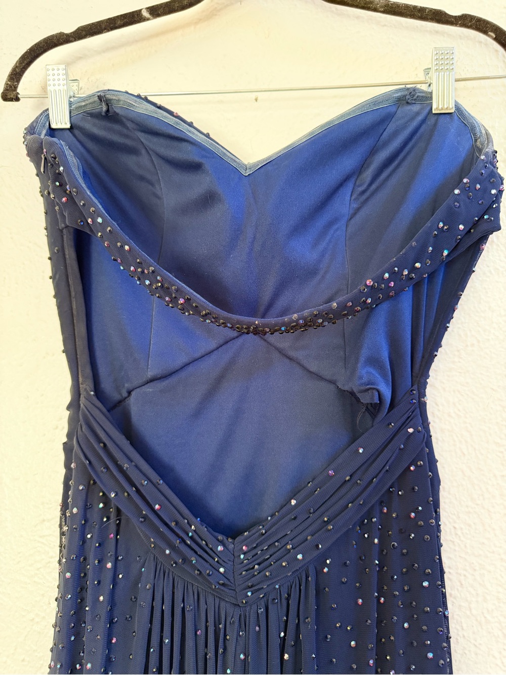 La Femme blue strapless beaded maxi dress - Picture 7 of 10